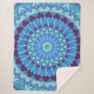 Midnight Dreams Mandala Cozy Blue Boho Relax Sherpa Blanket