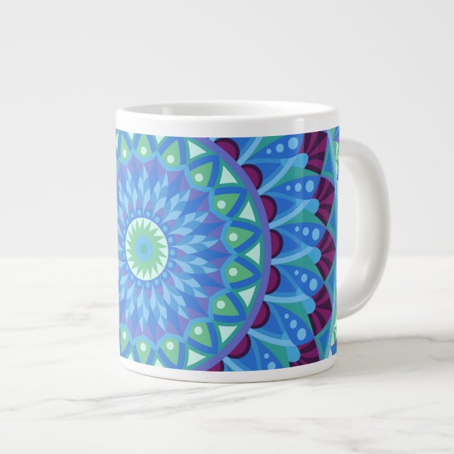 Midnight Dreams Mandala Giant Coffee Mug (Front Right)