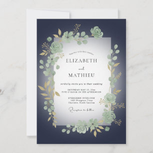 Midnight Eucalyptus Wedding Invitation