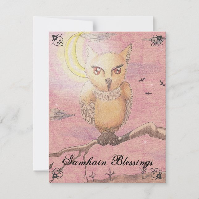 Midnight Eyes Cute Owl Samhain Goth Gothic Invitation (Front)