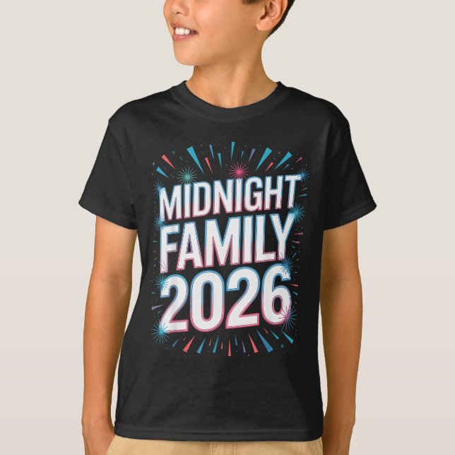 Midnight Family 2026 Fireworks Countdown Unity Spa T-Shirt (Front)