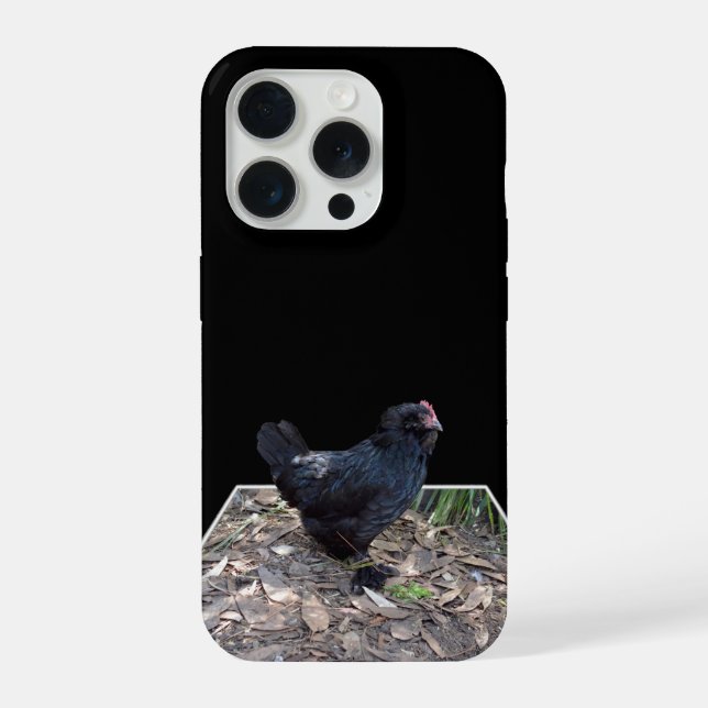 "Midnight Feathers: A Black Chicken in Popout Art" iPhone Case (Back)