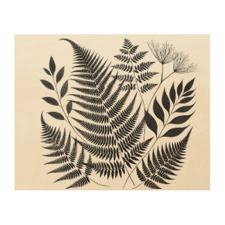 Midnight Ferns Wood Wall Art