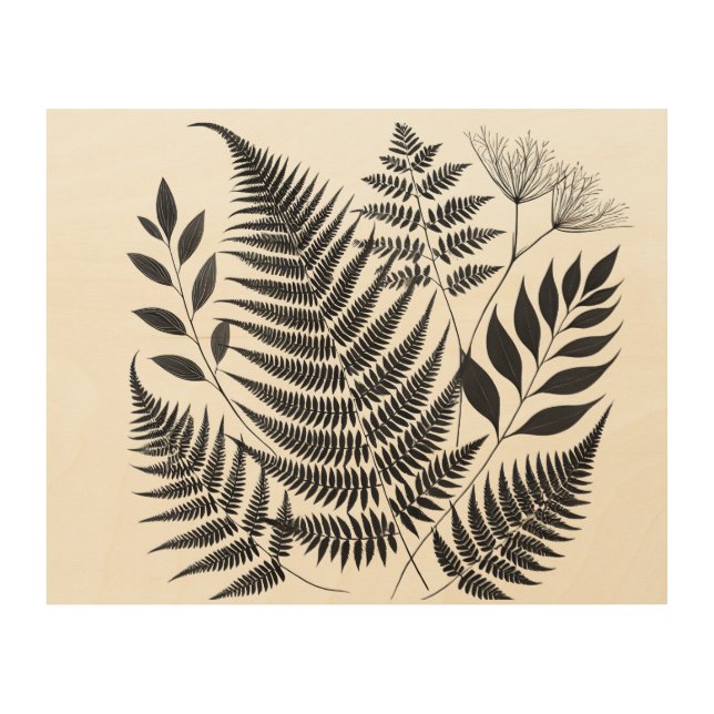 Midnight Ferns Wood Wall Art (Front)