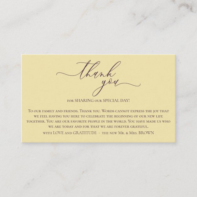Midnight Fig & Champagne Ceremony Photo Thank You Enclosure Card