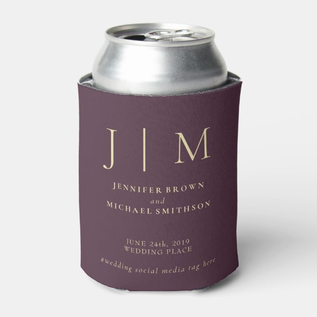 Midnight Fig & Champagne Formal Classic Wedding Can Cooler