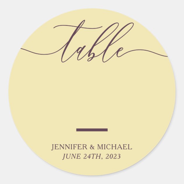 Midnight Fig & Champagne Script Table Numbers Classic Round Sticker
