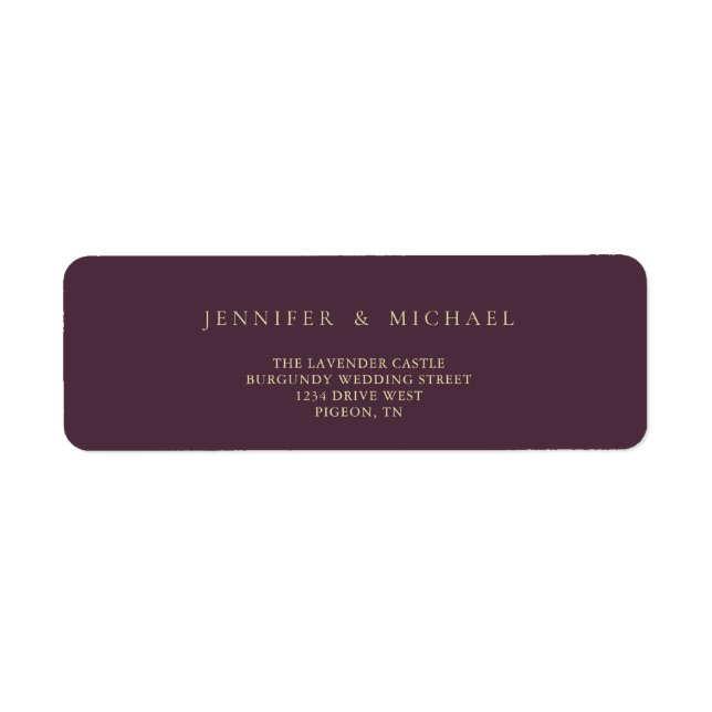 Midnight Fig & Champagne Wedding mowing address Label (Front)