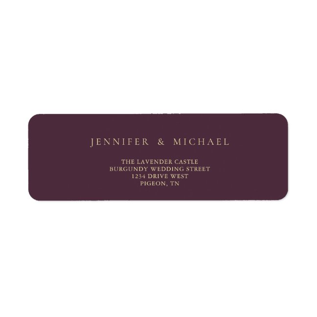 Midnight Fig & Champagne Wedding mowing address Label