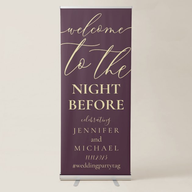 Midnight Fig & Champagne wedding rehearsal dinner Retractable Banner