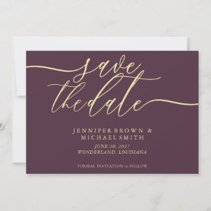 Midnight Fig & Champagne Wedding Save Date Photo Save The Date