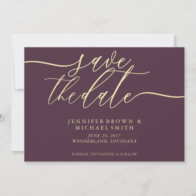 Midnight Fig & Champagne Wedding Save Date Photo Save The Date