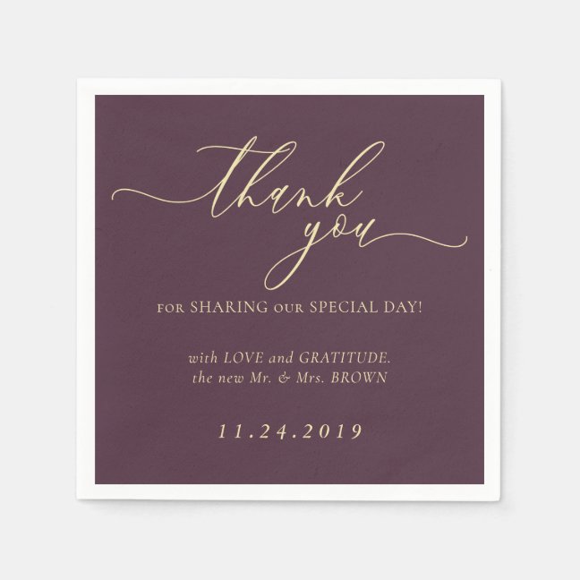 Midnight Fig Formal Minimalist Decor Wedding Napkins
