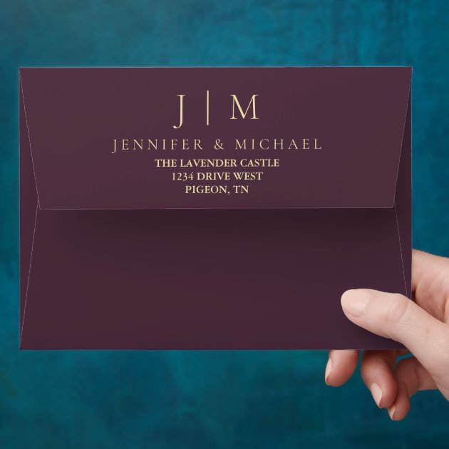 Midnight Fig Formal Modern Minimalist Wedding Envelope