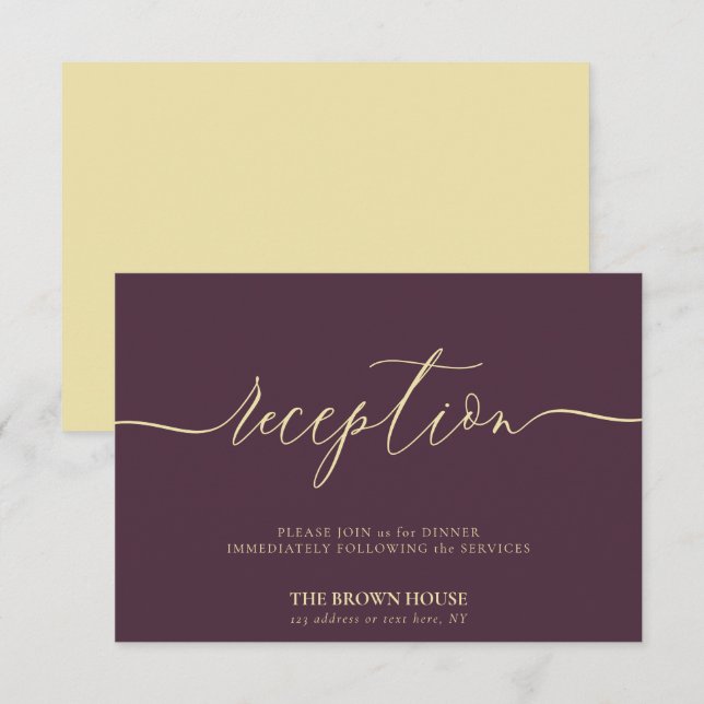 Midnight Fig Formal Wedding after dinner reception Invitation (Front/Back)