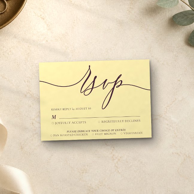 Midnight Fig Minimal Modern RSVP Card