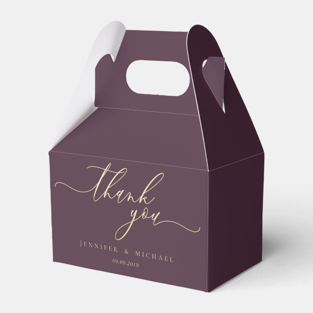 Midnight Fig Modern Brand Wedding Thank You Favor Boxes (Front Side)