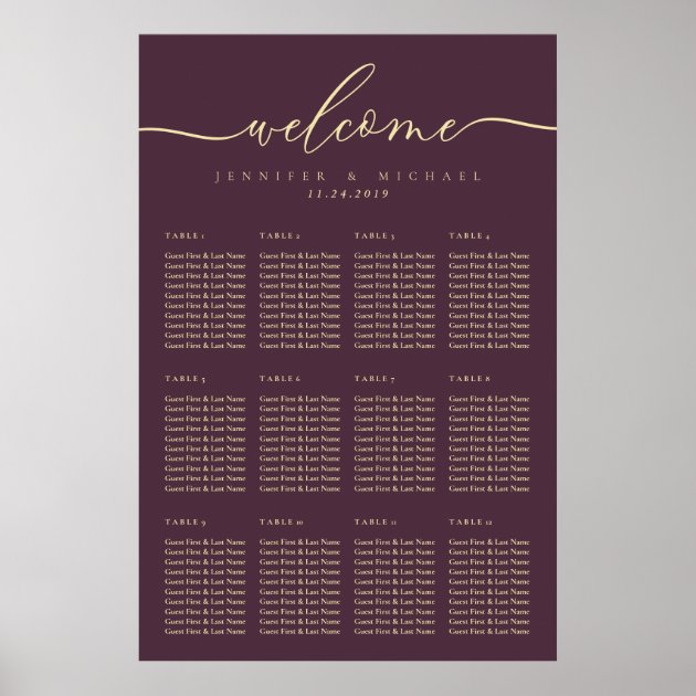 Midnight Fig Party Celebration Seat Welcome Poster