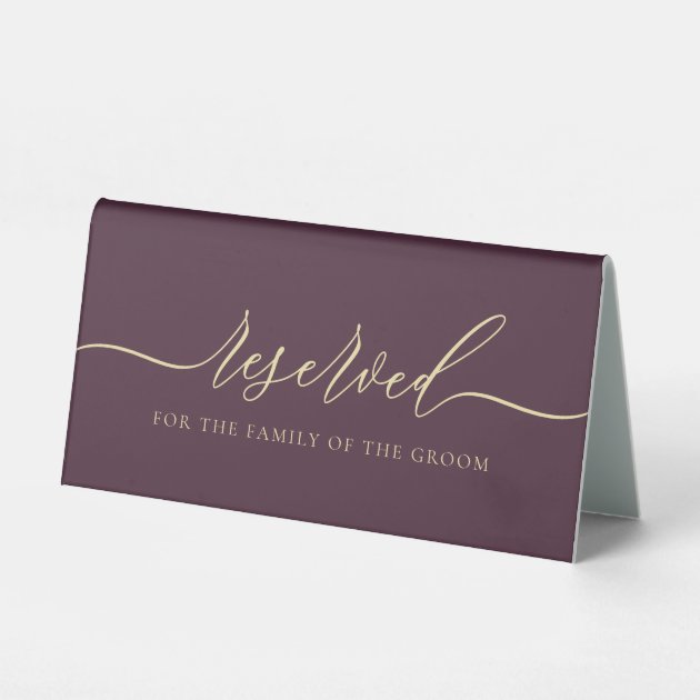 Midnight Fig Reserved for groom family Table Tent