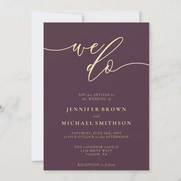 Midnight Fig Signature We Do Typo Wedding Invitation
