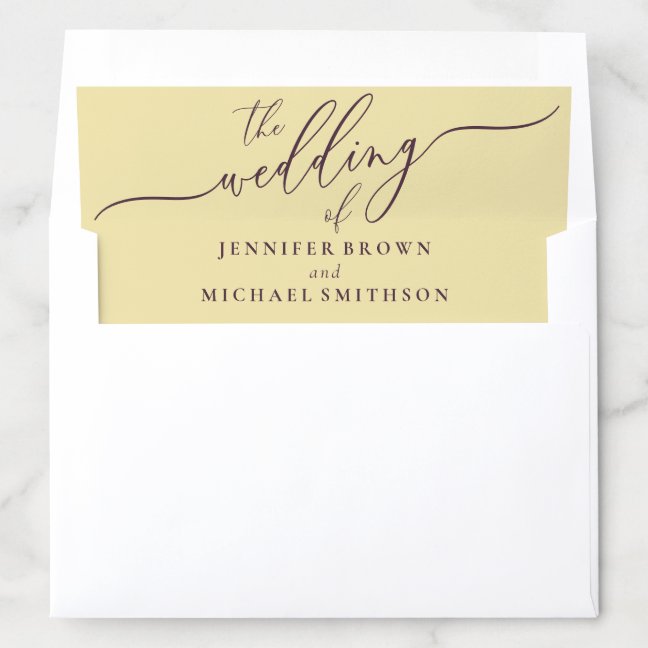 Midnight Fig Simple Formal Wedding Envelope Liner