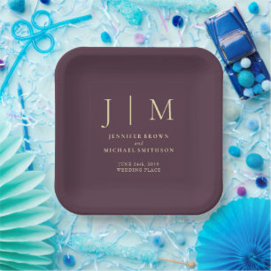 Midnight Fig Simple Minimal Formal Modernist Paper Plates