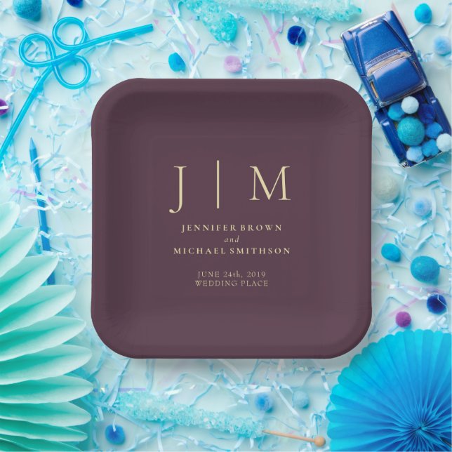 Midnight Fig Simple Minimal Formal Modernist Paper Plates (Party)