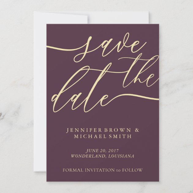 Midnight Fig Wedding Custom Photo Calligraphy Save The Date