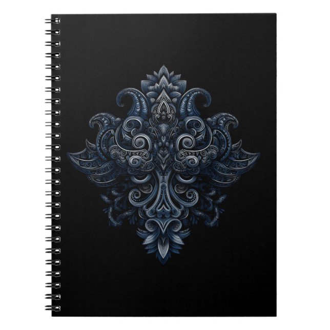 Midnight Filigree Crest Notebook (Front)
