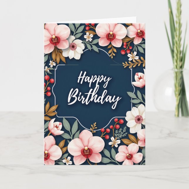 Midnight Floral Birthday Card (Front)