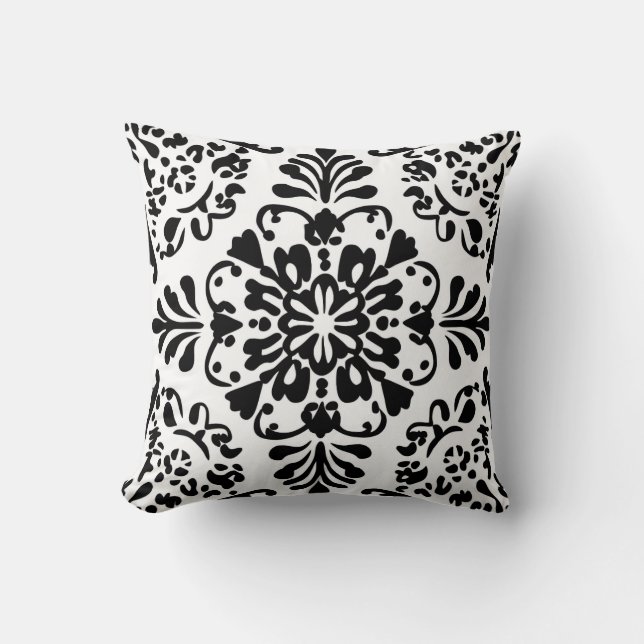 Midnight Floral Elegance Pillow (Front)