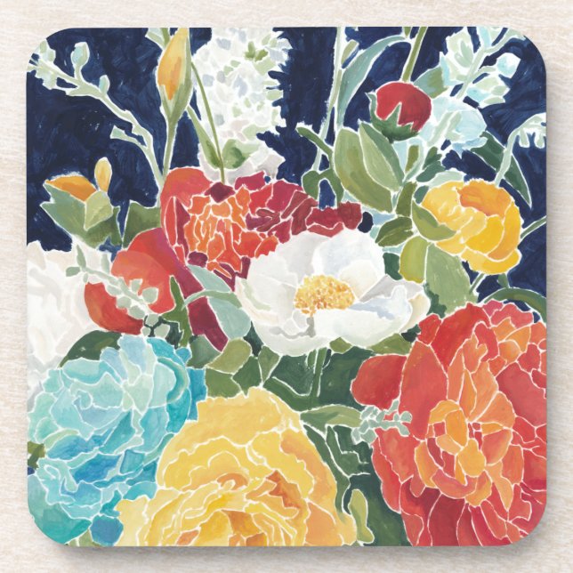 Midnight Florals I Beverage Coaster (Front)
