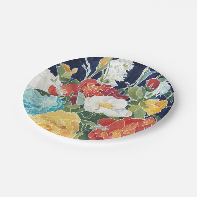 Midnight Florals I Paper Plates (Angled)