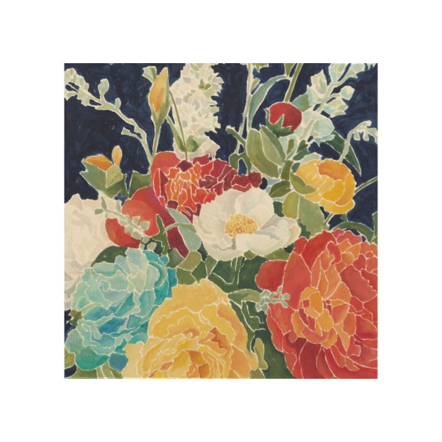 Midnight Florals I Wood Wall Art (Front)