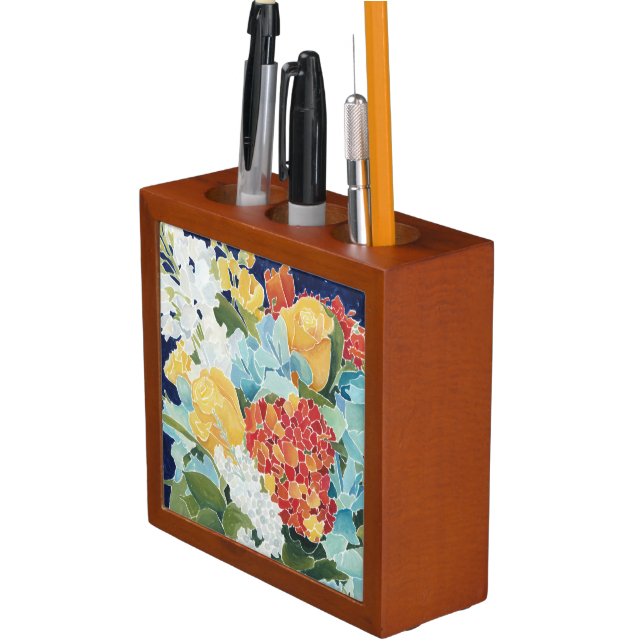 Midnight Florals II Desk Organizer (In Situ)