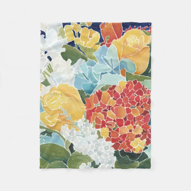 Midnight Florals II Fleece Blanket (Front)