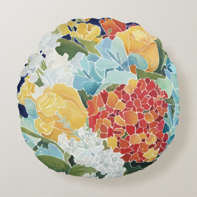 Midnight Florals II Round Pillow (Front)