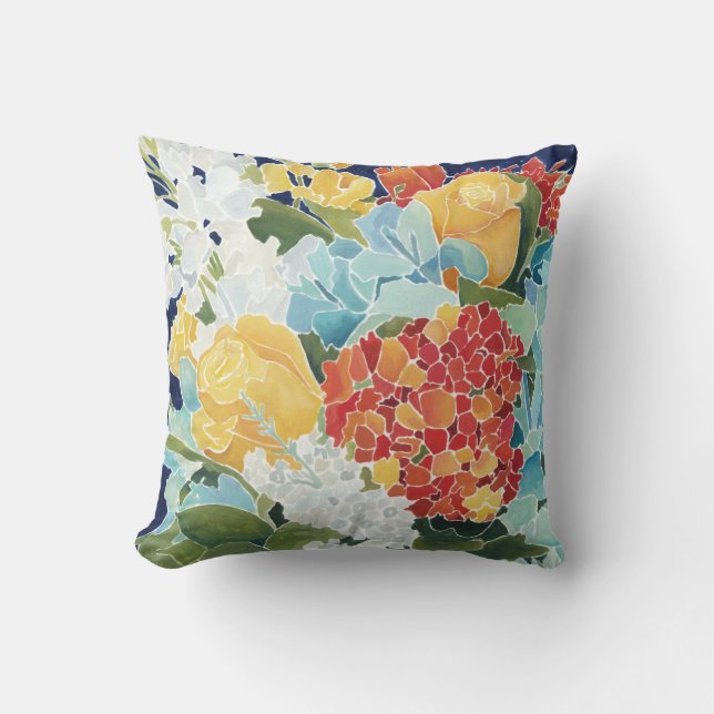 Midnight Florals II Throw Pillow (Front)