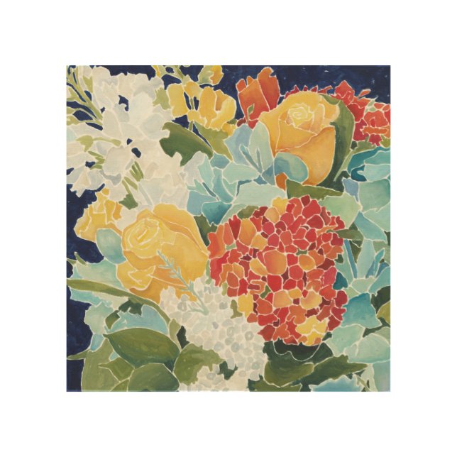 Midnight Florals II Wood Wall Art (Front)