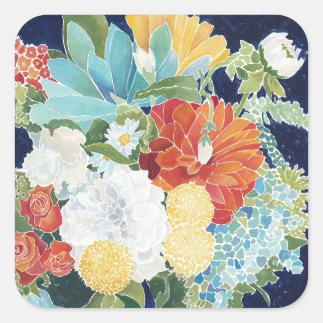 Midnight Florals III Square Sticker (Front)