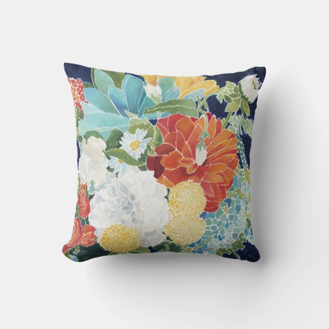 Midnight Florals III Throw Pillow (Front)