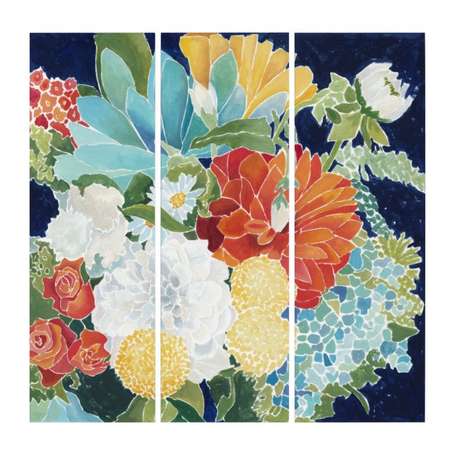 Midnight Florals III Triptych (Front)