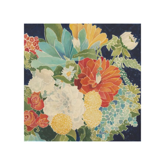 Midnight Florals III Wood Wall Decor (Front)