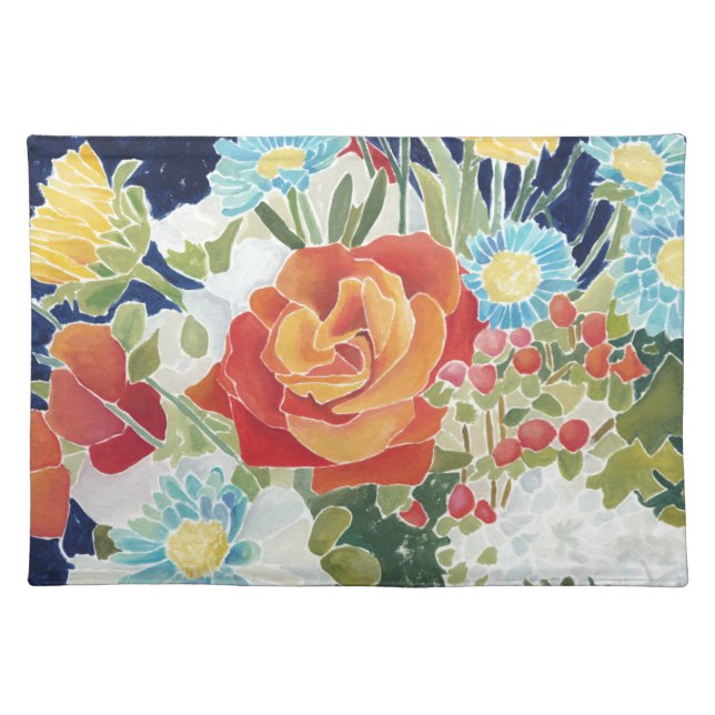 Midnight Florals IV Cloth Placemat (Front)