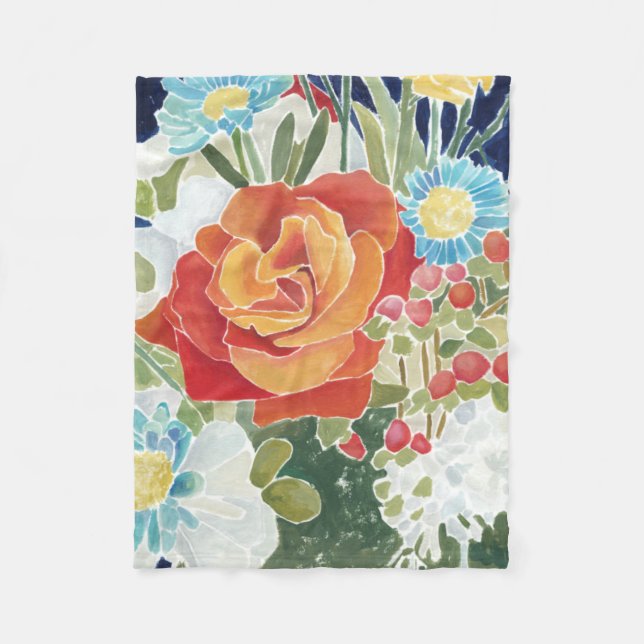 Midnight Florals IV Fleece Blanket (Front)