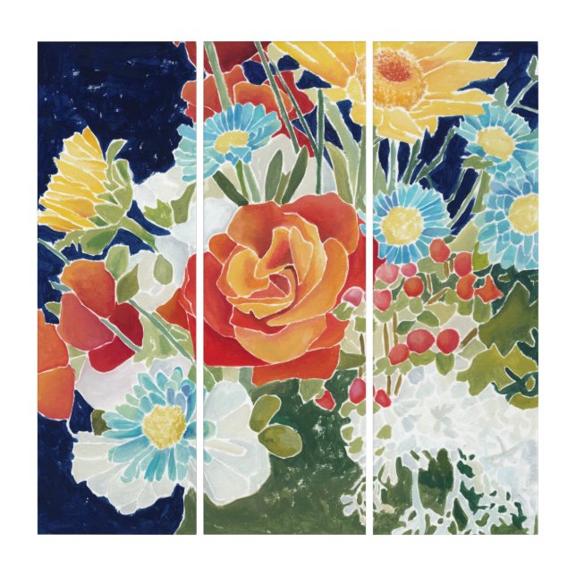 Midnight Florals IV Triptych (Front)