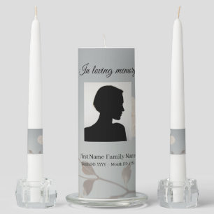 Midnight flower funeral memorial pillar/ taper unity candle set