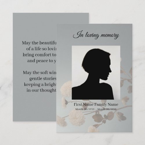Midnight flower funeral prayer card
