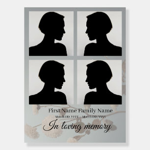 Midnight flower funeral welcome sign bord collage