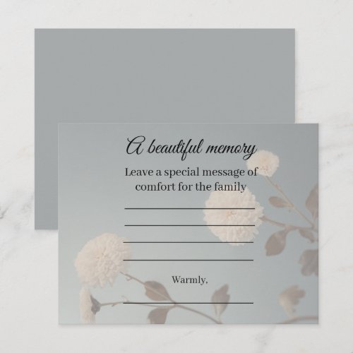 Midnight flower Memorial Message Card